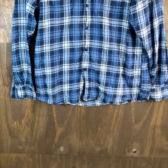Uniqlo Mens Shirt Blue White Plaid Collared Button Down Long Sleeve XLarge - Picture 3 of 11